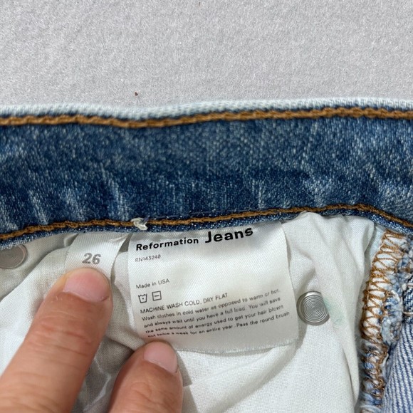 Reformation Jeans Women 26 Blue Serena High Skinny Maya Medium Wash Stretch Crop - Picture 3 of 13